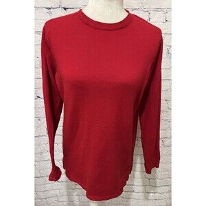 J. Jill Sweater Women’s Red Crew Neck Cotton Blend Long Sleeve Pullover Small